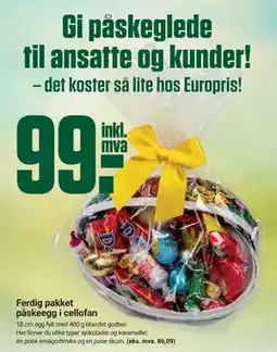 Europris Ferdig pakket påskeegg i cellofan tilbud