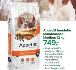 Felleskjøpet APPETITT Hundefôr maintenance medium 12 kg tilbud
