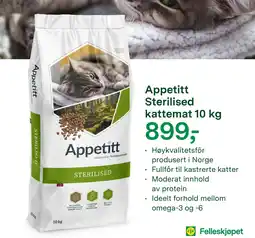 Felleskjøpet APPETITT Sterilised kattemat tilbud