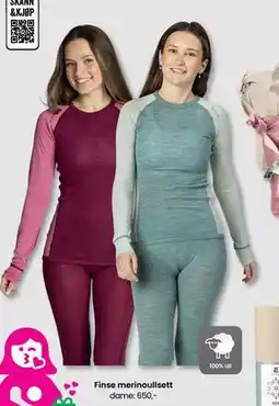 Sport Outlet Finse merinoullsett dame tilbud