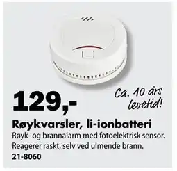 Biltema Røykvarsler, li-ionbatteri tilbud