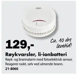 Røykvarsler, li-ionbatteri