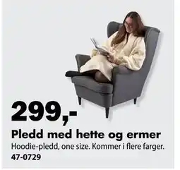 Biltema Pledd med hette og ermer tilbud