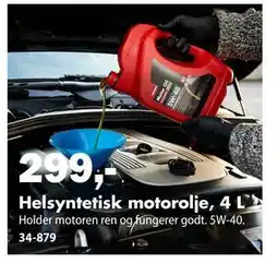 Biltema Helsyntetisk motorolje, 4 L tilbud