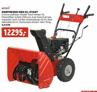 jem & fix Snøfreser med el-start tilbud