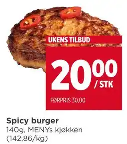 Meny Spicy burger tilbud