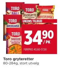 Meny Toro gryteretter tilbud