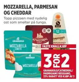 Meny MOZZARELLA, PARMESAN OG CHEDDAR tilbud