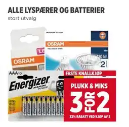Meny ALLE LYSPÆRER OG BATTERIER tilbud