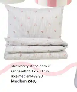 Kid Interiør Strawberry stripe bomull sengesett tilbud