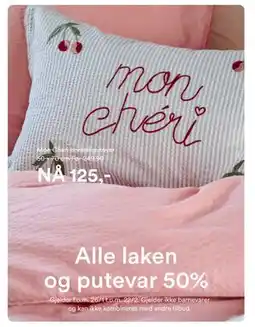 Kid Interiør Alle laken og putevar 50% tilbud