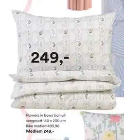 Kid Interiør Flowers in bows bomull sengesett tilbud
