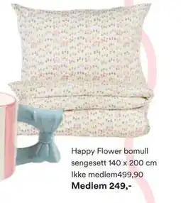 Kid Interiør Happy Flower bomull sengesett tilbud