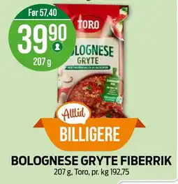 Kiwi TORO Bolognese gryte fiberrik tilbud