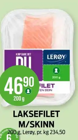 Kiwi LERØY Laksefilet m/skinn tilbud