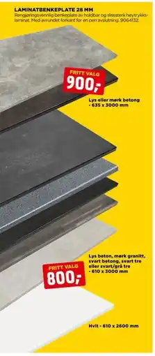 jem & fix LAMINATBENKEPLATE 28 MM tilbud