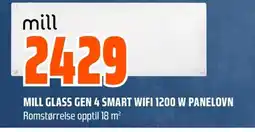 Coop Obs Mill glass gen 4 smart wifi 1200 w panelovn tilbud