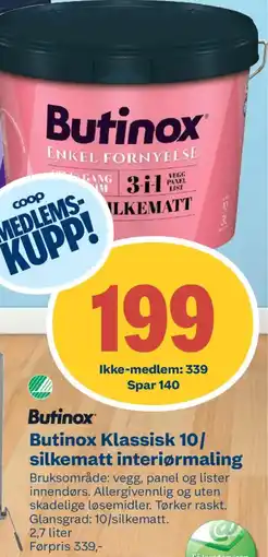 Coop Byggmix Butinox Klassisk 10/ silkematt interiørmaling tilbud