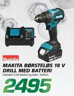 Coop Byggmix Makita Børsteløs 18 v drill med batteri tilbud