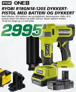 Coop Byggmix RYOBI R18GN18-120S Dykkert- pistol med batteri og dykkert tilbud