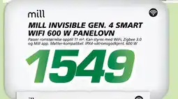 Coop Byggmix Mill invisible gen. 4 smart wifi 600 w panelovn tilbud