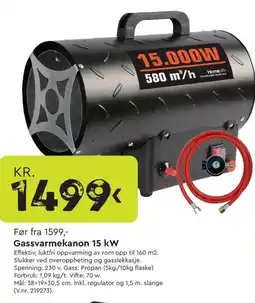 Mekk Gassvarmekanon 15 kW tilbud