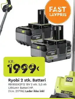 Mekk Ryobi 2 stk. Batteri tilbud