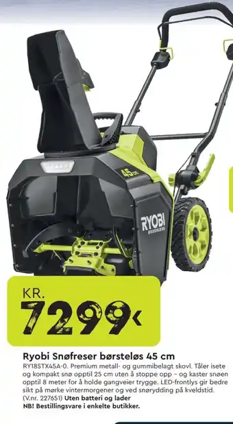 Ryobi Snøfreser børsteløs