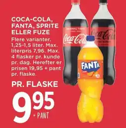 Meny Coca-cola, fanta, sprite eller fuze tilbud