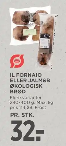 Meny Il fornaio eller jalm&b økologisk brød tilbud