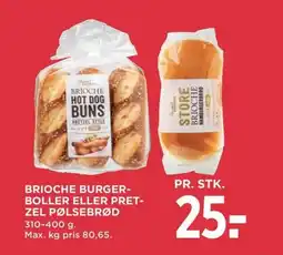 Meny Brioche burger- boller eller pret- zel pølsebrød tilbud