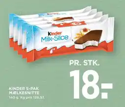 Meny KINDER 5-pak mælkesnitte tilbud