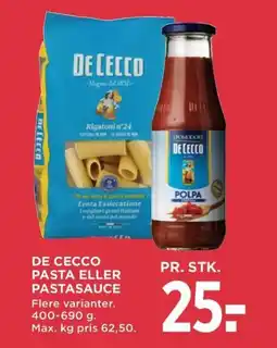 Meny DE CECCO Pasta eller pastasauce tilbud