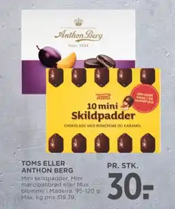 Meny Toms eller anthon berg tilbud