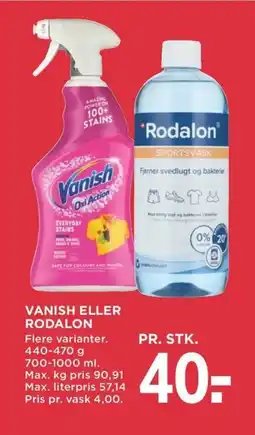 Meny Vanish eller rodalon tilbud
