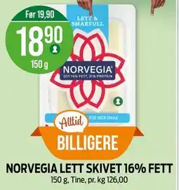 Kiwi NORVEGIA LETT SKIVET 16% FETT tilbud