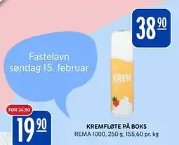 Rema 1000 KREMFLØTE PÅ BOKS tilbud