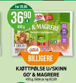 Kiwi KJØTTPØLSE U/SKINN GO’ & MAGRERE tilbud