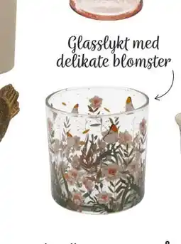 Nille Glasslykt med delikate blomster Sankthans lysholder, 15cm tilbud