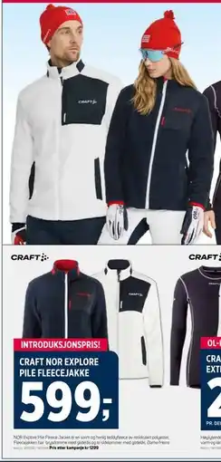 Sport 1 CRAFT NOR EXPLORE PILE FLEECEJAKKE tilbud