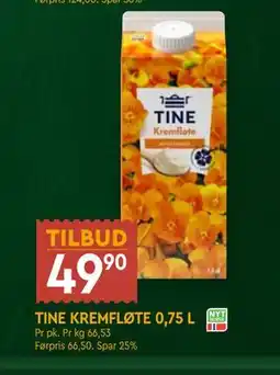 Coop Mega TINE KREMFLØTE 0,75 L tilbud