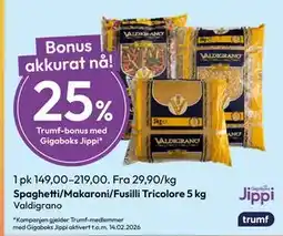 Gigaboks Spaghetti/Makaroni/Fusilli Tricolore 5 kg tilbud