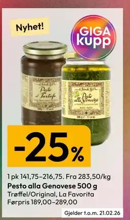 Gigaboks Pesto alla Genovese 500 g tilbud