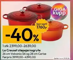 Gigaboks Le Creuset støpejernsgryte tilbud