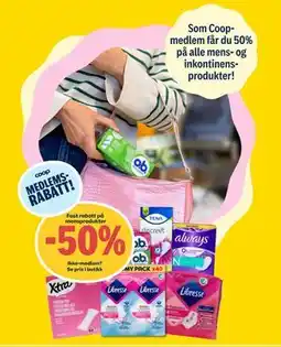 Coop Prix Fast rabatt på mensprodukter tilbud