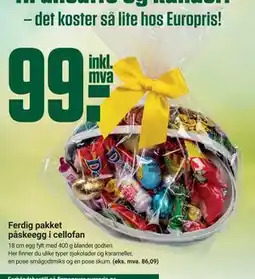 Europris Ferdig pakket påskeegg i cellofan tilbud