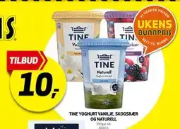 Bunnpris TINE YOGHURT VANILJE, SKOGSBÆR OG NATURELL tilbud
