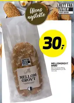Bunnpris MELLOM GROVT BRØD tilbud