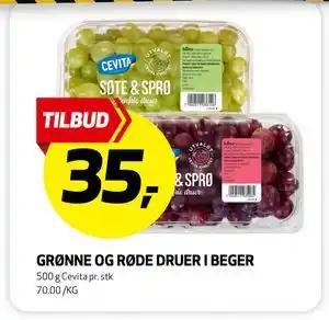 Bunnpris GRØNNE OG RØDE DRUER I BEGER tilbud
