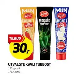 Bunnpris UTVALGTE KAVLI TUBEOST tilbud